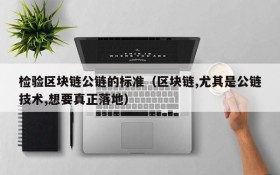 检验区块链公链的标准（区块链,尤其是公链技术,想要真正落地）